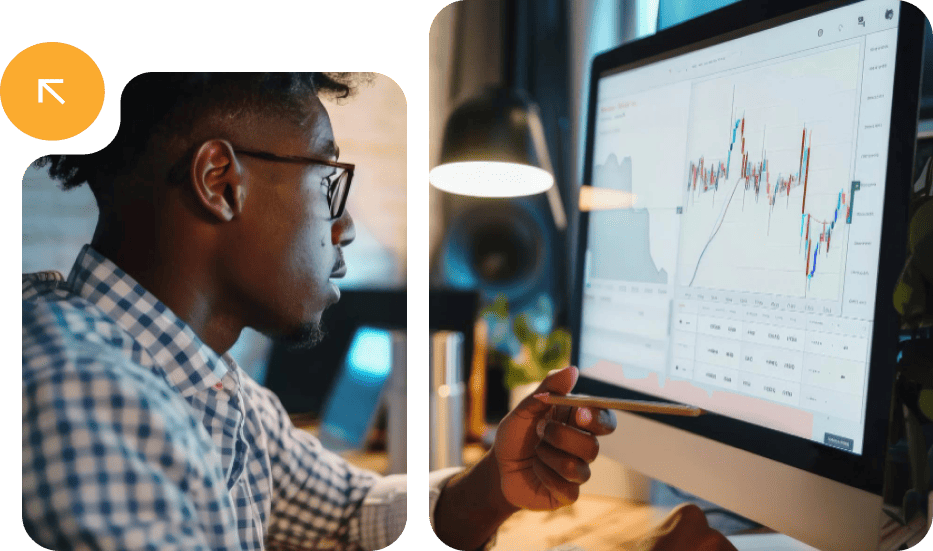 man looking at graphs