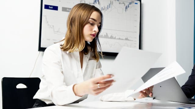 lady with papers