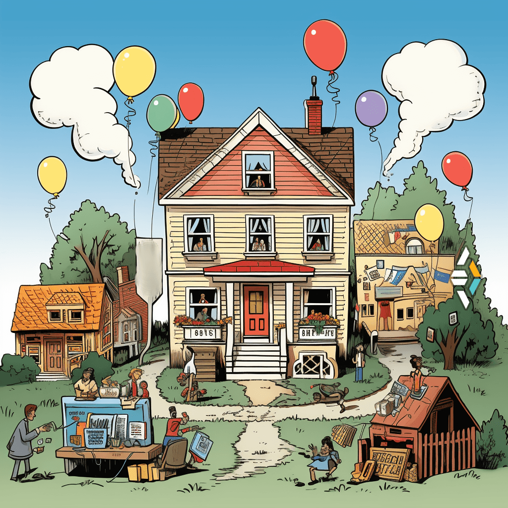 A cartoon style depiction of the US Existing Home Sales